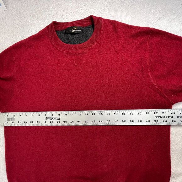 L Pure 2-Ply Cashmere Mens Crew Neck Sweater Red Long Sleeve Pullover Soft Cozy - Picture 5 of 8